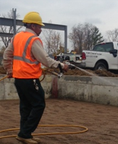 Worker Spraying Site
